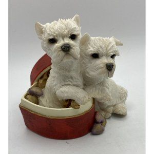 Country Artists "Westie Pair in Heart Shaped Box" West Highland Terrier Figurine